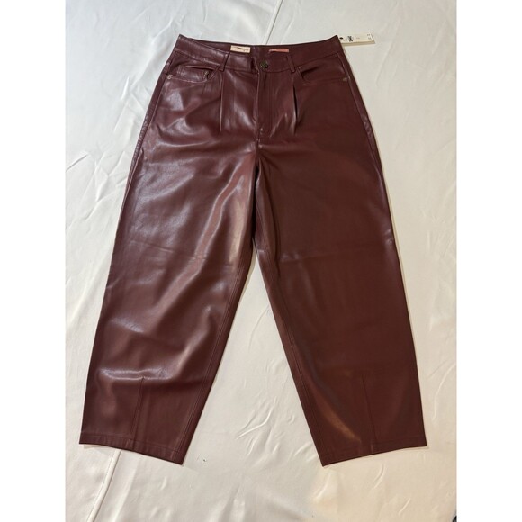 Pilcro/Anthropology Faux Leather Wine The Breaker Casual Pants Cropped 29 New - Picture 2 of 16